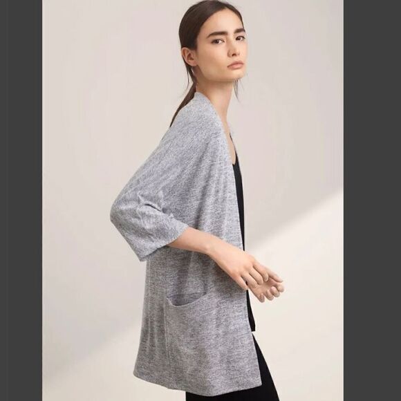 Wilfred Free Aritzia Grey Open Front Zlata Cardigan Sweater Women’s Size Medium - Picture 2 of 9